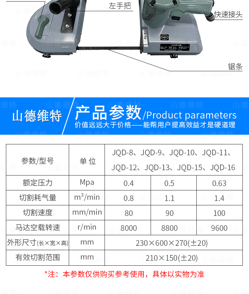 JQD-12礦用氣動(dòng)鋸參數(shù)